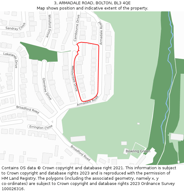 3, ARMADALE ROAD, BOLTON, BL3 4QE: Location map and indicative extent of plot