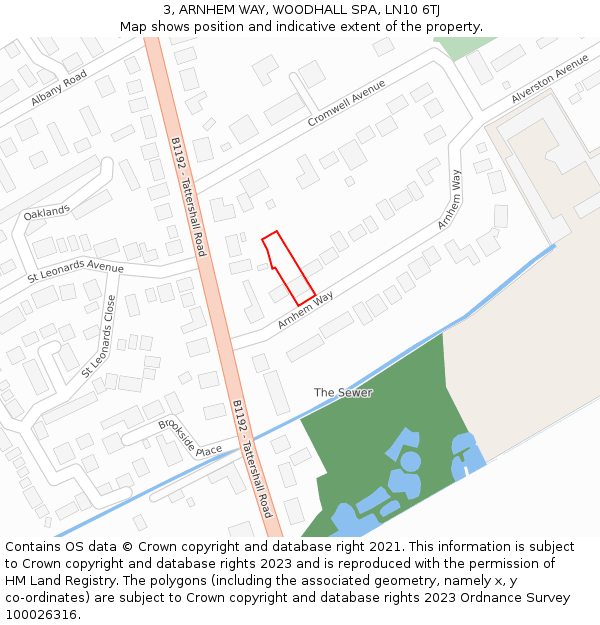 3, ARNHEM WAY, WOODHALL SPA, LN10 6TJ: Location map and indicative extent of plot