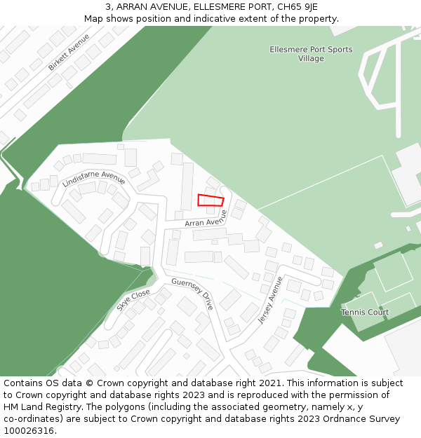 3, ARRAN AVENUE, ELLESMERE PORT, CH65 9JE: Location map and indicative extent of plot