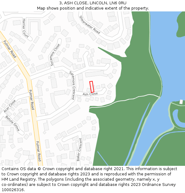 3, ASH CLOSE, LINCOLN, LN6 0RU: Location map and indicative extent of plot