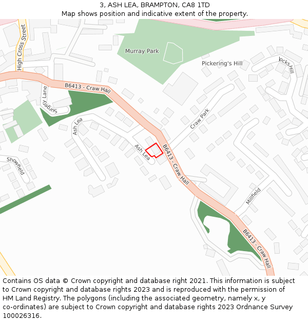 3, ASH LEA, BRAMPTON, CA8 1TD: Location map and indicative extent of plot