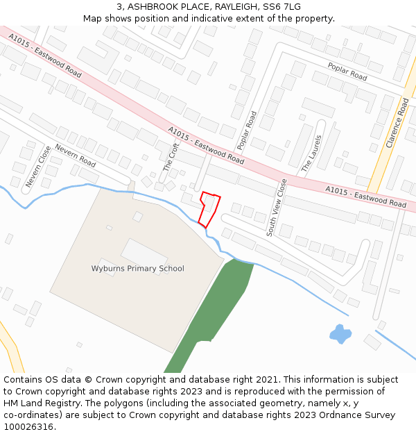 3, ASHBROOK PLACE, RAYLEIGH, SS6 7LG: Location map and indicative extent of plot