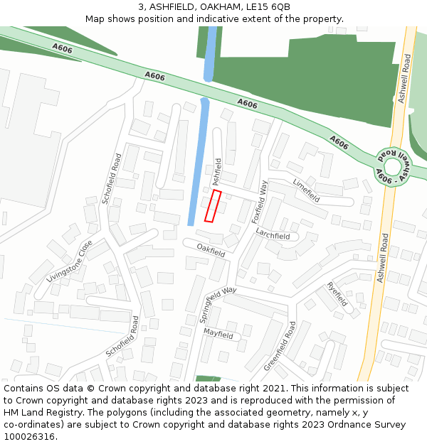 3, ASHFIELD, OAKHAM, LE15 6QB: Location map and indicative extent of plot