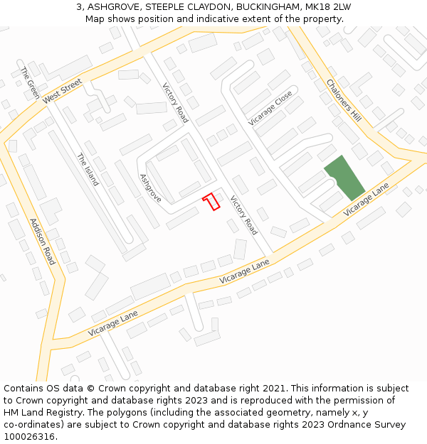 3, ASHGROVE, STEEPLE CLAYDON, BUCKINGHAM, MK18 2LW: Location map and indicative extent of plot