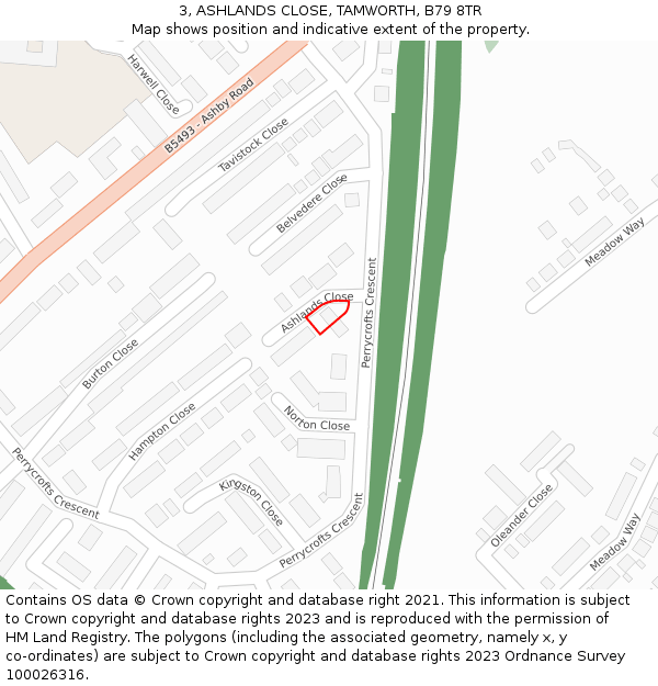 3, ASHLANDS CLOSE, TAMWORTH, B79 8TR: Location map and indicative extent of plot