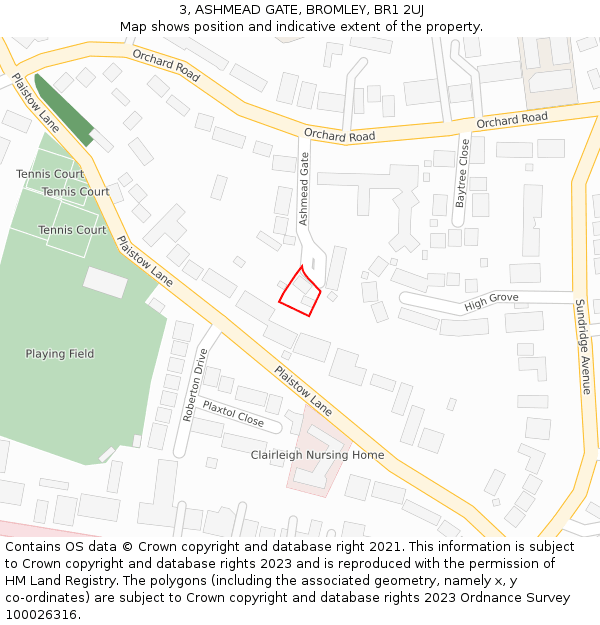 3, ASHMEAD GATE, BROMLEY, BR1 2UJ: Location map and indicative extent of plot