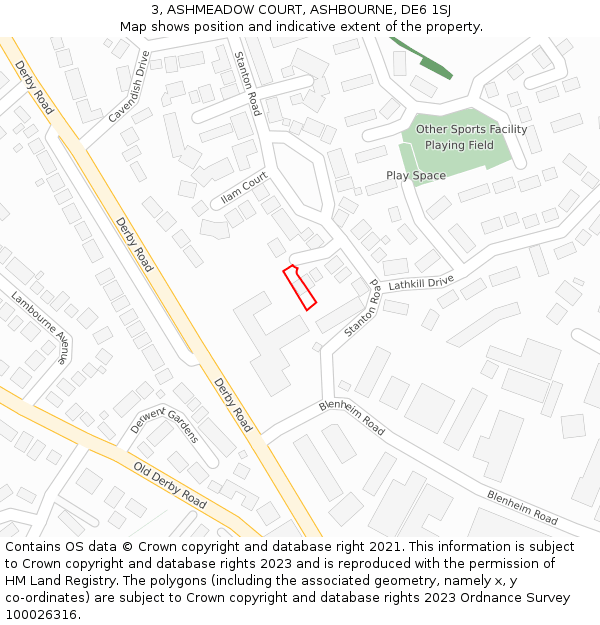 3, ASHMEADOW COURT, ASHBOURNE, DE6 1SJ: Location map and indicative extent of plot