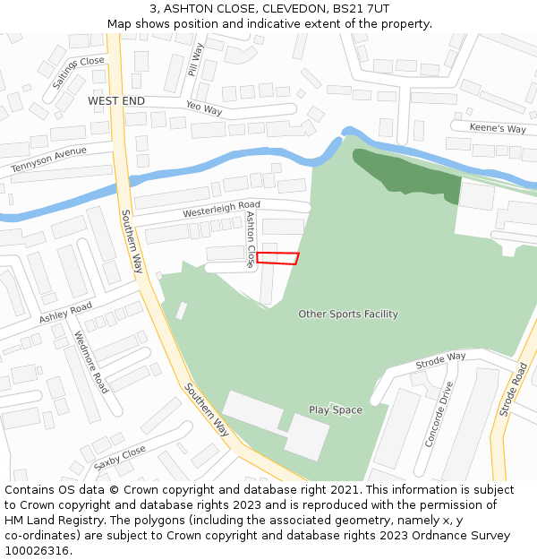 3, ASHTON CLOSE, CLEVEDON, BS21 7UT: Location map and indicative extent of plot