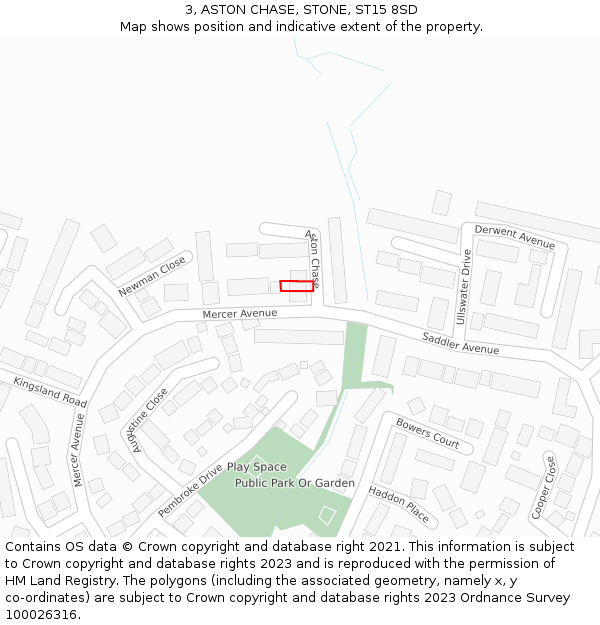 3, ASTON CHASE, STONE, ST15 8SD: Location map and indicative extent of plot