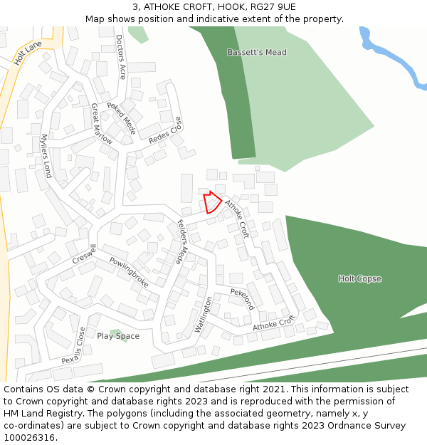 3, ATHOKE CROFT, HOOK, RG27 9UE: Location map and indicative extent of plot