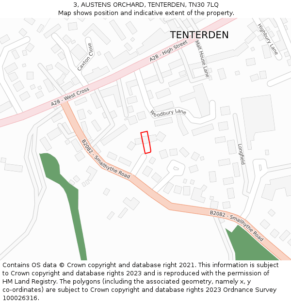 3, AUSTENS ORCHARD, TENTERDEN, TN30 7LQ: Location map and indicative extent of plot