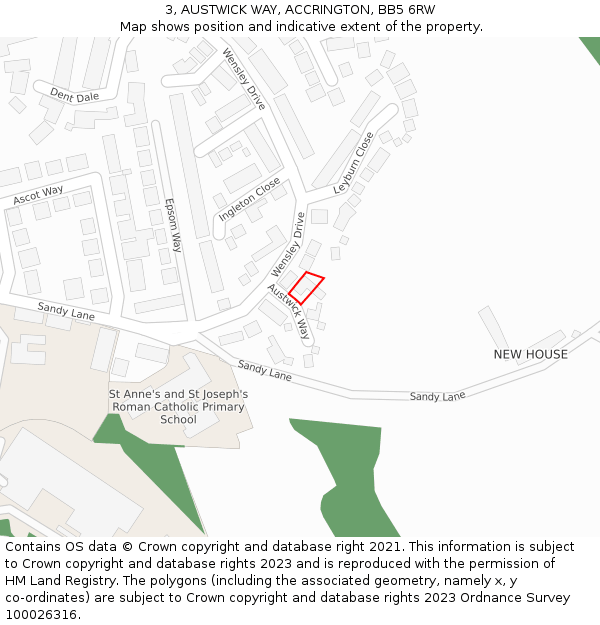 3, AUSTWICK WAY, ACCRINGTON, BB5 6RW: Location map and indicative extent of plot