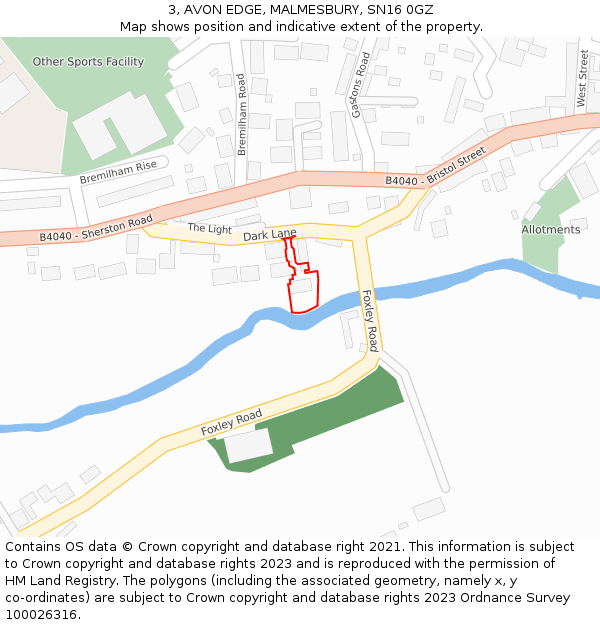 3, AVON EDGE, MALMESBURY, SN16 0GZ: Location map and indicative extent of plot