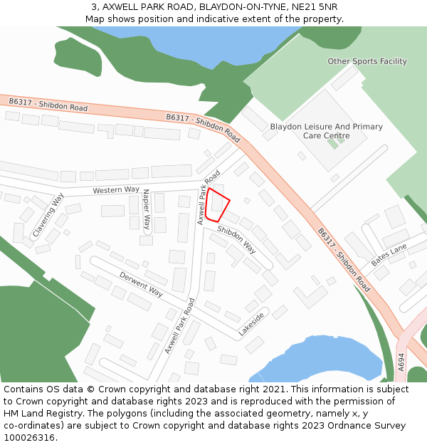 3, AXWELL PARK ROAD, BLAYDON-ON-TYNE, NE21 5NR: Location map and indicative extent of plot