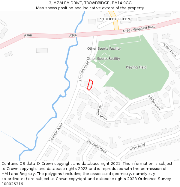 3, AZALEA DRIVE, TROWBRIDGE, BA14 9GG: Location map and indicative extent of plot