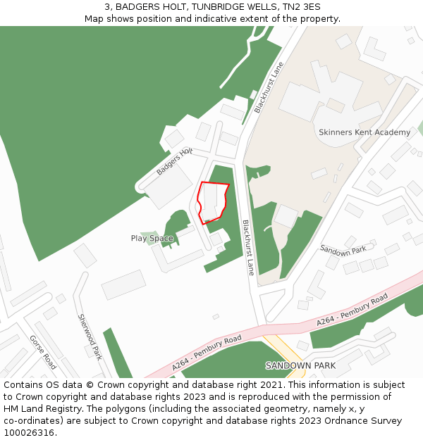 3, BADGERS HOLT, TUNBRIDGE WELLS, TN2 3ES: Location map and indicative extent of plot