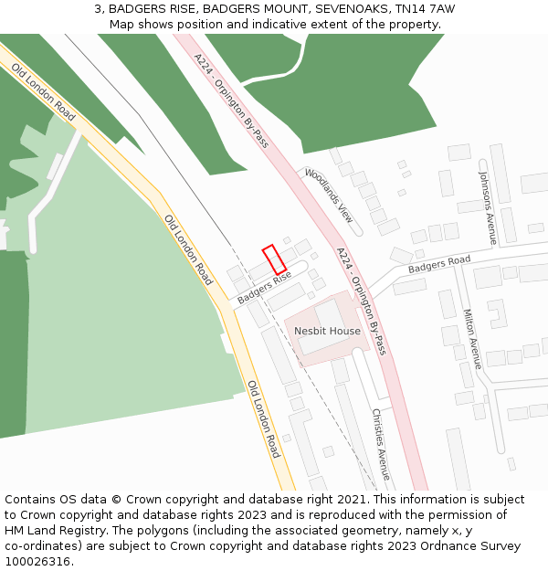 3, BADGERS RISE, BADGERS MOUNT, SEVENOAKS, TN14 7AW: Location map and indicative extent of plot