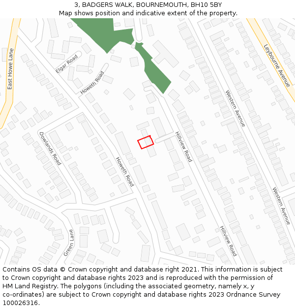 3, BADGERS WALK, BOURNEMOUTH, BH10 5BY: Location map and indicative extent of plot