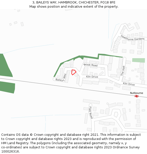 3, BAILEYS WAY, HAMBROOK, CHICHESTER, PO18 8FE: Location map and indicative extent of plot