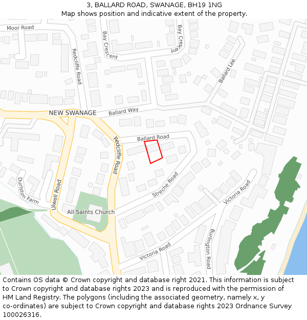 3, BALLARD ROAD, SWANAGE, BH19 1NG: Location map and indicative extent of plot