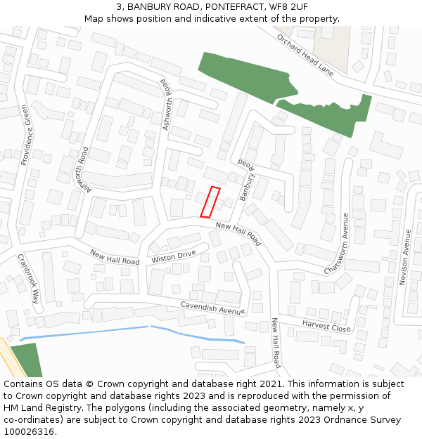 3, BANBURY ROAD, PONTEFRACT, WF8 2UF: Location map and indicative extent of plot