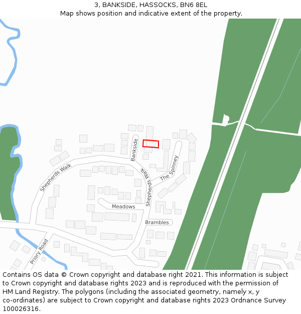 3, BANKSIDE, HASSOCKS, BN6 8EL: Location map and indicative extent of plot