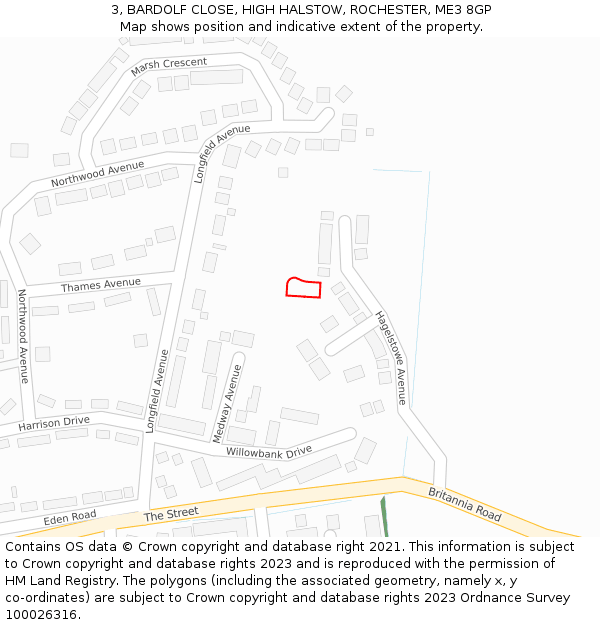 3, BARDOLF CLOSE, HIGH HALSTOW, ROCHESTER, ME3 8GP: Location map and indicative extent of plot