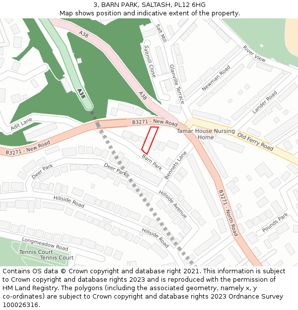 3, BARN PARK, SALTASH, PL12 6HG: Location map and indicative extent of plot