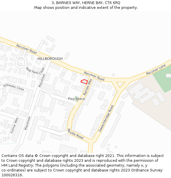 3, BARNES WAY, HERNE BAY, CT6 6RQ: Location map and indicative extent of plot