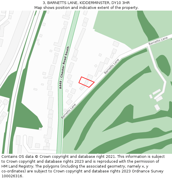 3, BARNETTS LANE, KIDDERMINSTER, DY10 3HR: Location map and indicative extent of plot