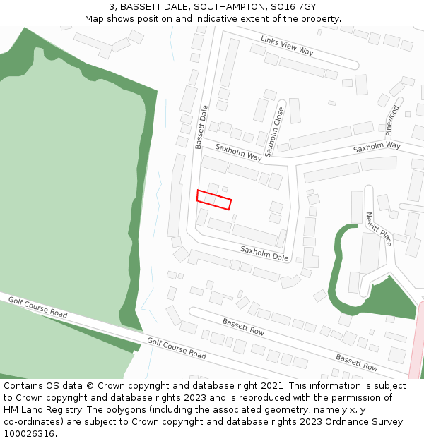 3, BASSETT DALE, SOUTHAMPTON, SO16 7GY: Location map and indicative extent of plot