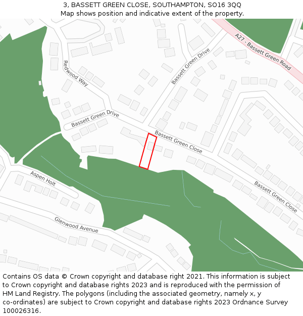 3, BASSETT GREEN CLOSE, SOUTHAMPTON, SO16 3QQ: Location map and indicative extent of plot