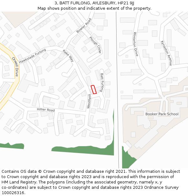 3, BATT FURLONG, AYLESBURY, HP21 9JJ: Location map and indicative extent of plot