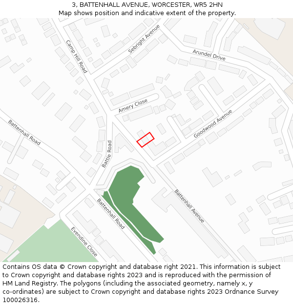 3, BATTENHALL AVENUE, WORCESTER, WR5 2HN: Location map and indicative extent of plot