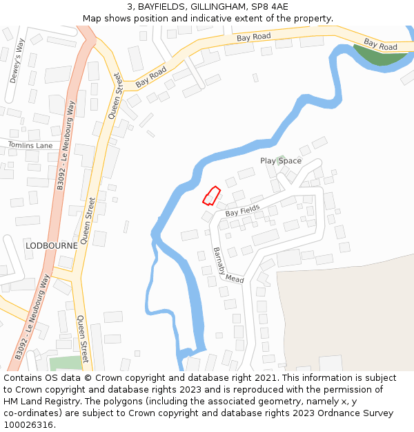 3, BAYFIELDS, GILLINGHAM, SP8 4AE: Location map and indicative extent of plot