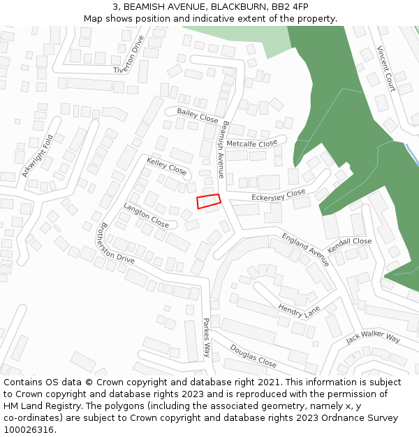3, BEAMISH AVENUE, BLACKBURN, BB2 4FP: Location map and indicative extent of plot