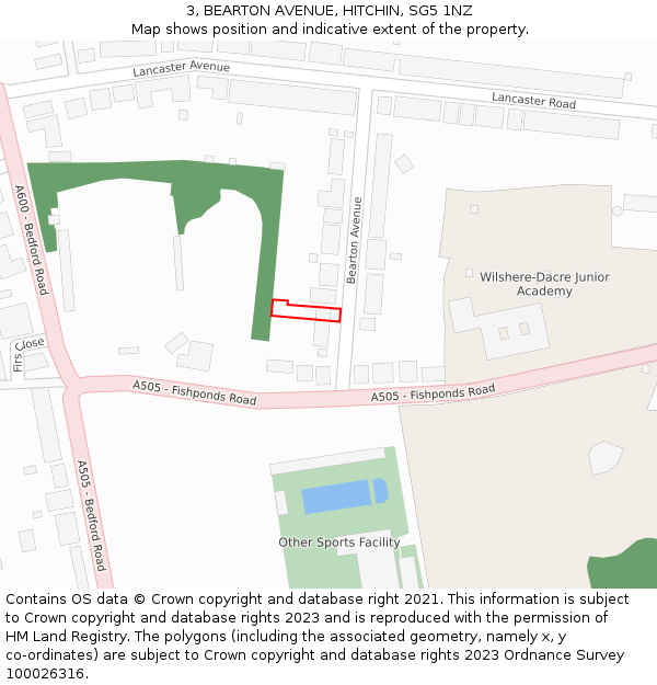 3, BEARTON AVENUE, HITCHIN, SG5 1NZ: Location map and indicative extent of plot