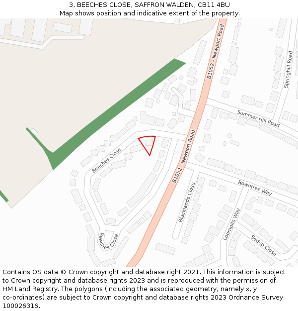 3, BEECHES CLOSE, SAFFRON WALDEN, CB11 4BU: Location map and indicative extent of plot