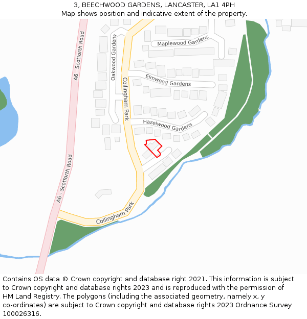 3, BEECHWOOD GARDENS, LANCASTER, LA1 4PH: Location map and indicative extent of plot