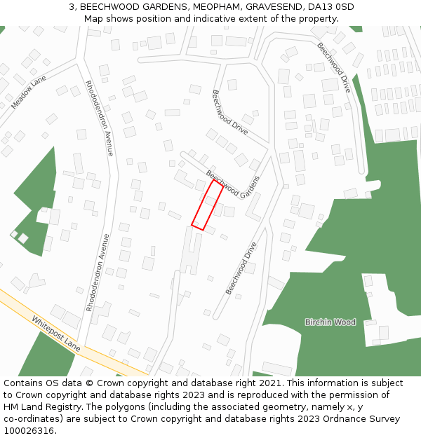 3, BEECHWOOD GARDENS, MEOPHAM, GRAVESEND, DA13 0SD: Location map and indicative extent of plot