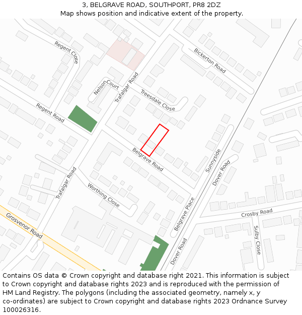 3, BELGRAVE ROAD, SOUTHPORT, PR8 2DZ: Location map and indicative extent of plot