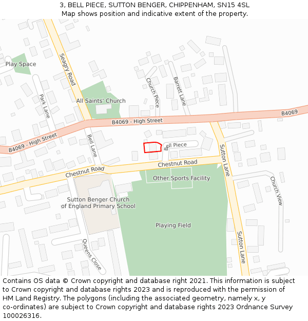 3, BELL PIECE, SUTTON BENGER, CHIPPENHAM, SN15 4SL: Location map and indicative extent of plot