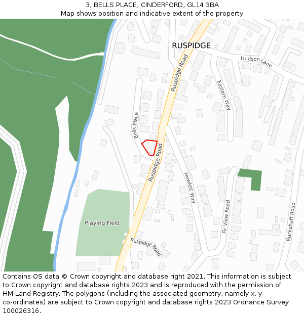 3, BELLS PLACE, CINDERFORD, GL14 3BA: Location map and indicative extent of plot