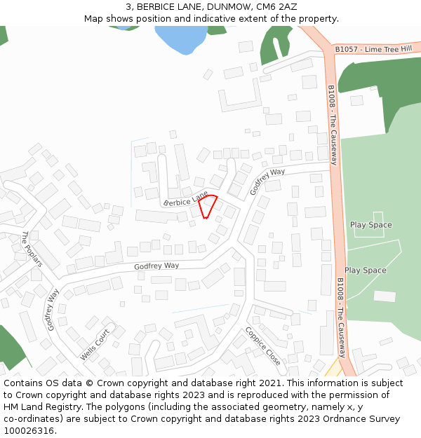 3, BERBICE LANE, DUNMOW, CM6 2AZ: Location map and indicative extent of plot