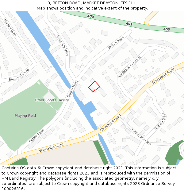 3, BETTON ROAD, MARKET DRAYTON, TF9 1HH: Location map and indicative extent of plot