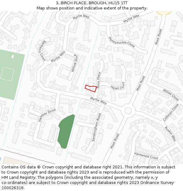3, BIRCH PLACE, BROUGH, HU15 1TT: Location map and indicative extent of plot