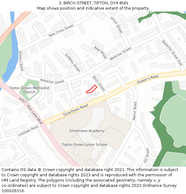 3, BIRCH STREET, TIPTON, DY4 8NN: Location map and indicative extent of plot