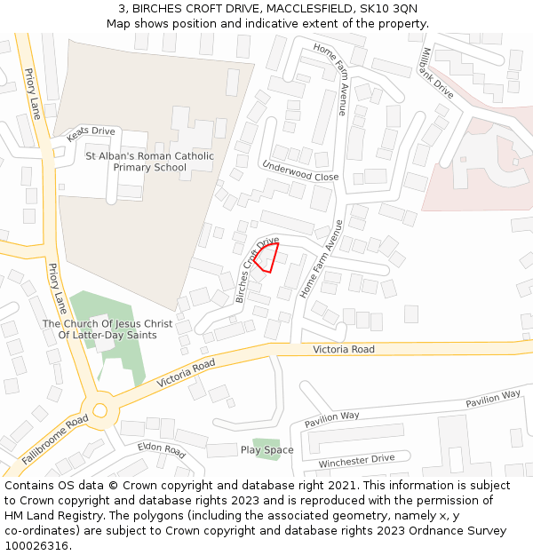 3, BIRCHES CROFT DRIVE, MACCLESFIELD, SK10 3QN: Location map and indicative extent of plot