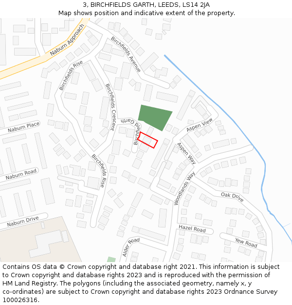 3, BIRCHFIELDS GARTH, LEEDS, LS14 2JA: Location map and indicative extent of plot