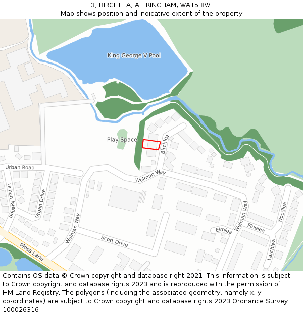 3, BIRCHLEA, ALTRINCHAM, WA15 8WF: Location map and indicative extent of plot